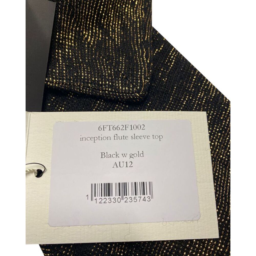 Pre Loved Ellery Vintage Glitter Bell Sleeve Top Women black T-Shirts - Picture 7 of 8